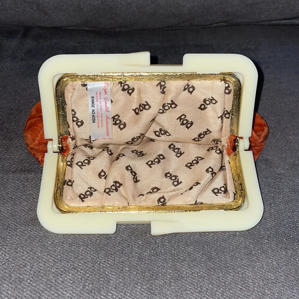 Vintage Rusty Orange velvet Coin purse. - Picture 5 of 5